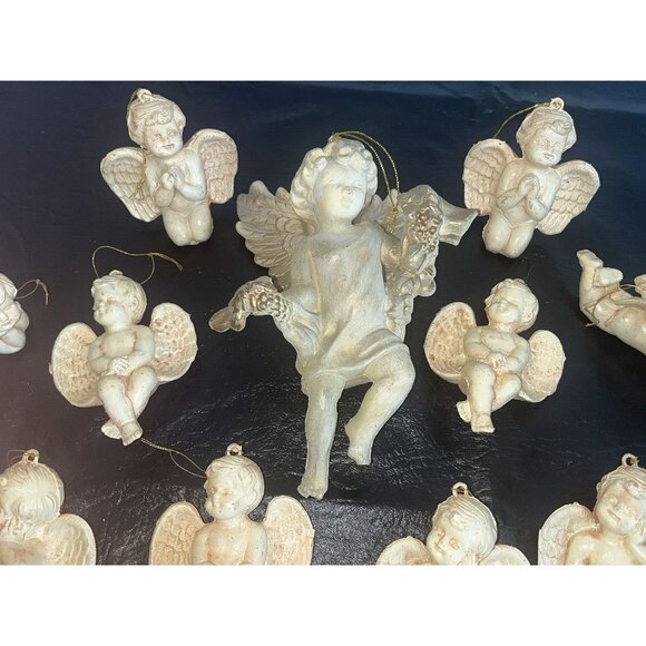 Lot 16 CHERUB Angels Ornament Hollow Plastic Mold Victorian Style Christmas Tree - Picture 8 of 13